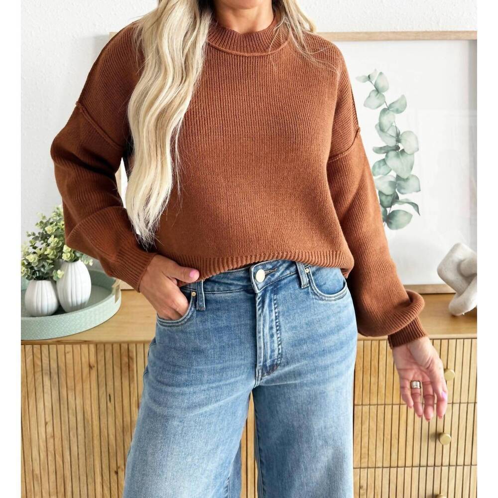NEW APRICOT cropped drop shoulder sweater in rust
